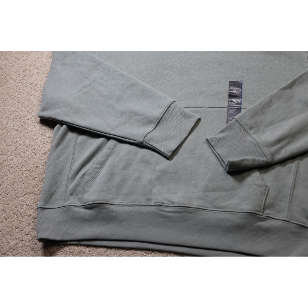 All in Motion Mens Active Comfort Pullover Hoodie Sage Green L Fleece Sweatshirt - Picture 2 of 8